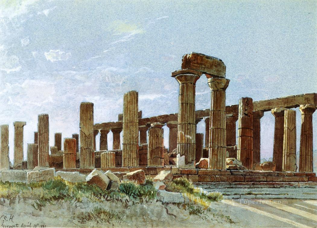 Agrigento aka Temple of Juno Lacinia scenery Luminism William Stanley Haseltine Oil Paintings